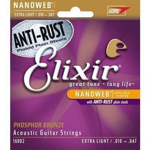 Elixir 16002 Nanoweb Phosphor Bronze Akustik Gitar Teli (10-47)