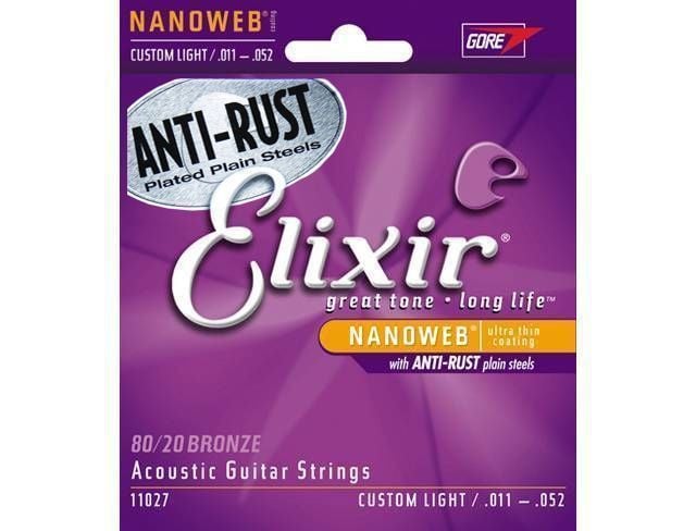 Elixir 11027 Nanoweb 80/20 Bronze Akustik Gitar Teli (11-52)