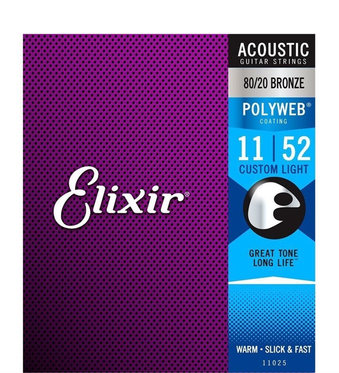 Elixir 11025 Polyweb Coated 80/20 Bronze Custom Light Takım Tel - Akustik Gitar Teli 011- 052