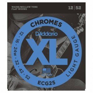 D'Addario ECG25 Chromes Flat Wound, Light, 12-52 Takım Tel - Elektro gitar teli 012-052