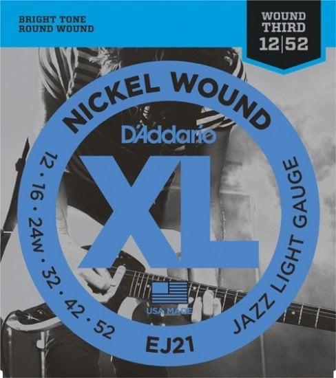 D'Addario EJ21 Nickel Wound, Jazz Light, 12-52 012-052 Takım Tel - Elektro Gitar Teli