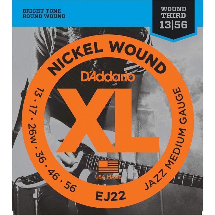 D'Addario EJ22 Nickel Wound, Jazz Medium, 13-56 Takım Tel - Elektro Gitar Teli 013-056