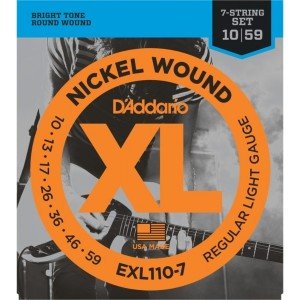 D'Addario EXL110-7 Nickel Wound, 7-String, Regular Light, 10-59 Takım Tel - 7 Telli Elekro Gitar Teli 010-059