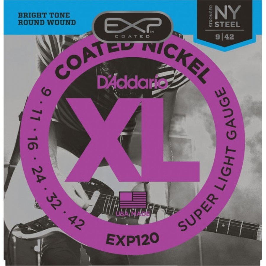 D'Addario EXP120 Coated Nickel Wound, Super Light, 9-42 Takım Tel - Elektro Gitar Teli 009-042