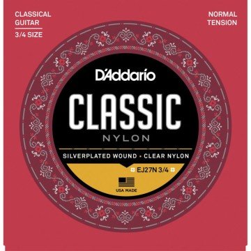 D'Addario EJ27N 3/4 Student Nylon Fractional, Normal Tension Takım Tel - 3/4 Klasik Gitar Teli