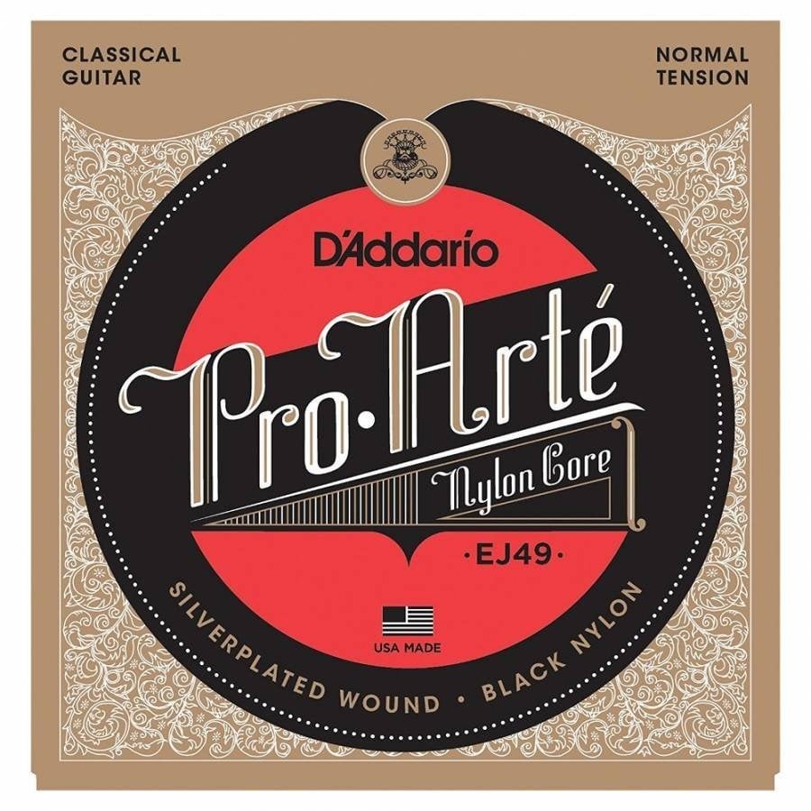 D'Addario EJ49 Pro-Arté Black Nylon, Normal Tension Takım Tel - Klasik Gitar Teli